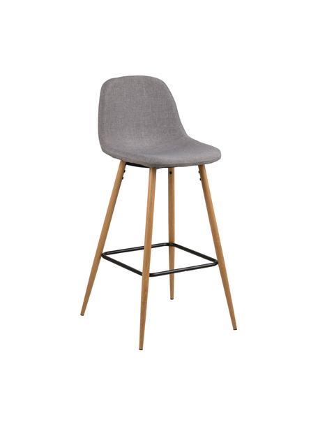 Barová židle Wilma, Nohy: dubové dřevo, podpora: černá, potah: světle šedá, Š 47 cm, V 101 cm