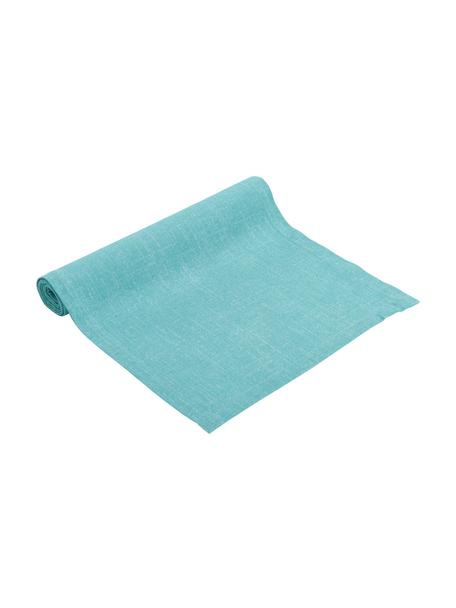 Chemin de table tissu turquoise Riva, 55 % coton, 45 % polyester, Turquoise, larg. 40 x long. 145 cm