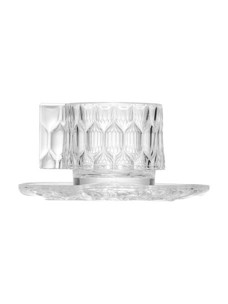 Tazzine da caffè e piattini con motivo strutturato Jellies 4 pz, Plastica, Trasparente, Ø 6 x Alt. 7 cm, 90 ml
