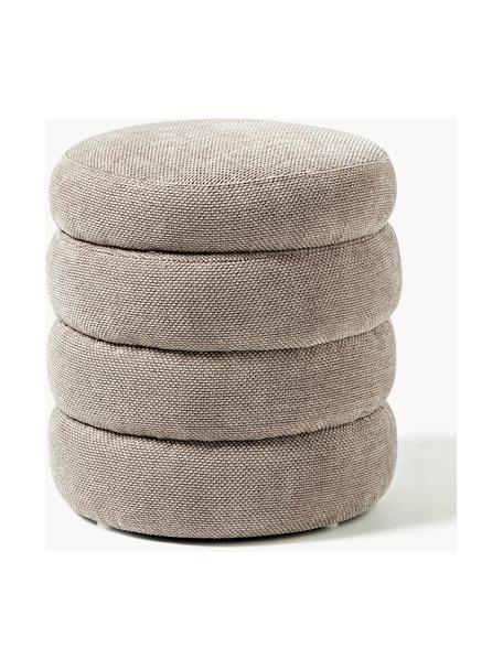 Polsterhocker Alto mit Stauraum, Bezug: 96 % Polyester, 4 % Acryl, Gestell: Massives Kiefernholz, Spe, Webstoff Taupe, Ø 43 x H 48 cm