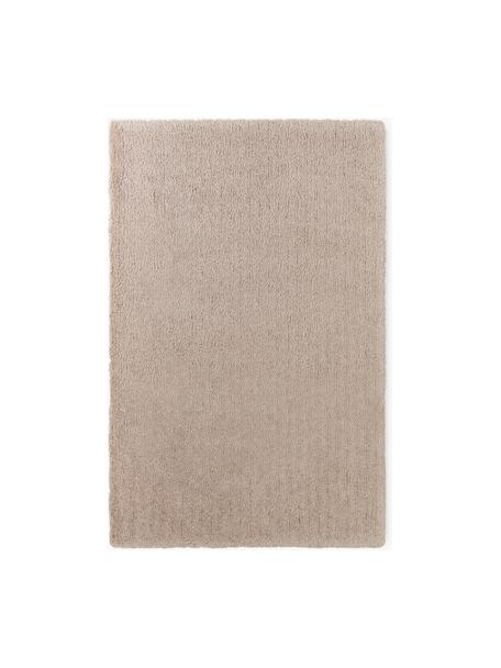 Pluizig hoogpolig vloerkleed Leighton in beige, Onderzijde: 70% polyester, 30% katoen, Beige-bruin, B 80 x L 150 cm (maat XS)