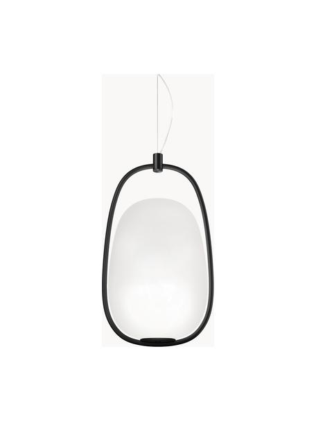 Lampada a sospensione in vetro soffiato con luce regolabile Lanna, Struttura: metallo rivestito, Paralume: vetro soffiato, Nero, Ø 22 x Alt. 40 cm