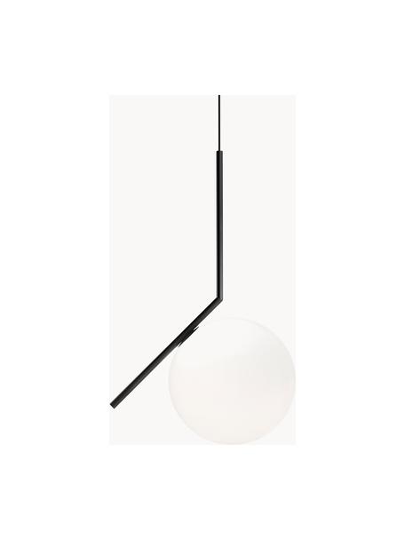 Lampa wisząca ze szkła dmuchanego IC Lights, W 70 cm, Stelaż: stal powlekana, Czarny, biały, S 36 x W 70 cm