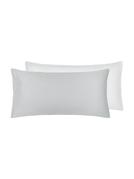 Oboustranný povlak na polštář z bavlněného saténu Julia, 2 ks, Bílá, světle šedá, Š 40 cm, D 80 cm