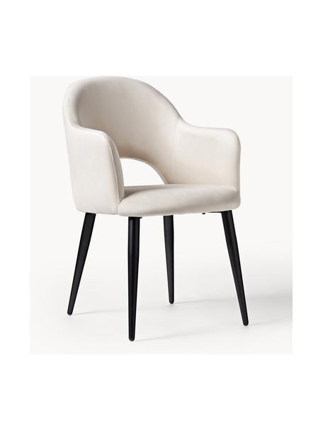 Sametová židle s područkami Rachel, Krémově bílá, Š 55 cm, H 65 cm