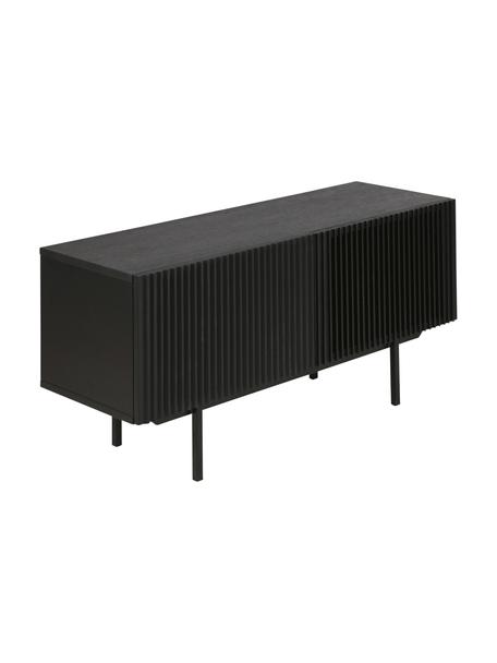 Malá komoda s drážkovanou prednou časťou Mojo, Čierna, Š 120 x V 60 cm