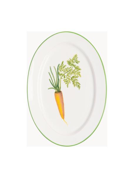 Serveerplateau Carrot van beenderporselein, Beenderporselein, Wit, oranje, groen, B 30 x D 21 cm