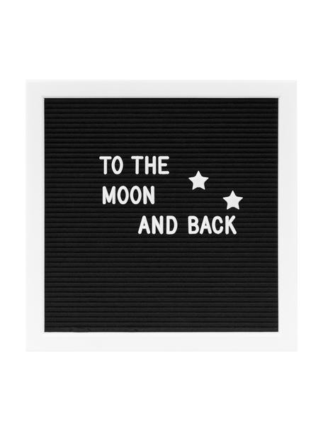 Letterbord Message met houten frame, Frame: gelakt MDF, Zwart, wit, 30 x 30 cm