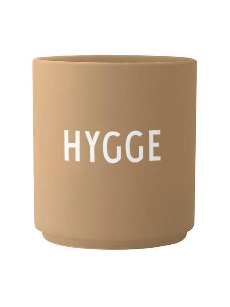 Designový pohárek s nápisem Favourite HYGGE, Kostní porcelán Fine Bone China, Béžová (Hygge), Ø 8 x V 9 cm, 250 ml