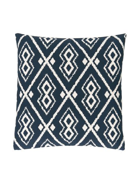 Boho-Kissenhülle Delilah in Cremeweiss/Marineblau, 100% Baumwolle, Marineblau, Cremeweiss, B 45 x L 45 cm
