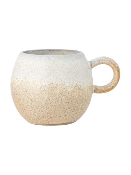 Handgemaakt kopje Paula met glazuur, Keramiek, Wit, beige, Ø 9 x H 8 cm, 250 ml
