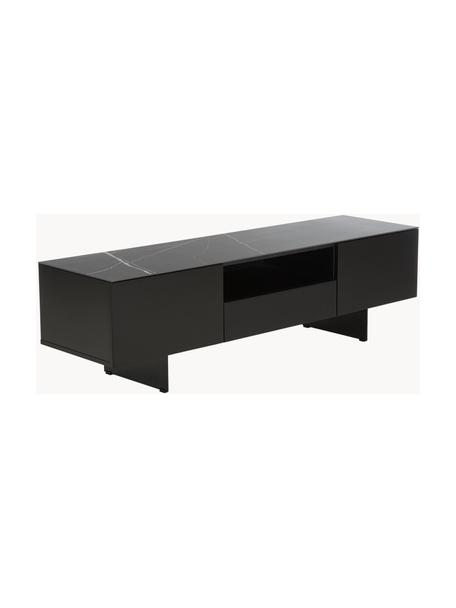 TV stolek s mramorováním Fiona, Černá, Š 160 cm, V 46 cm