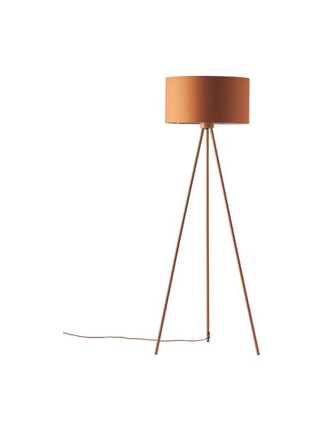Lampa podłogowa trójnóg z kloszem z tkaniny Cella, Terakota, Ø 48 x W 158 cm