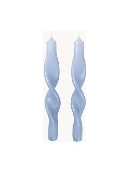 Chandelles Twist, 2 pièces, Cire, Bleu ciel, haut. 23 cm