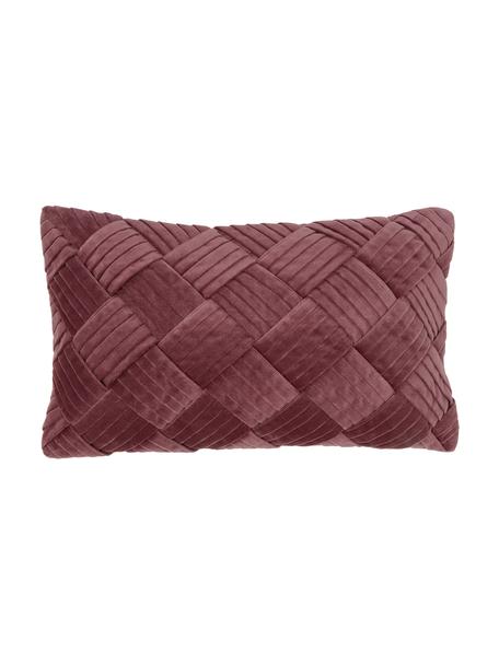 Sametový povlak na polštář se strukturálním vzorem Sina, Samet (100 % bavlna), Vínově červená, Š 30 cm, D 50 cm