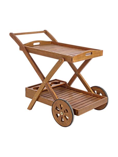Zahradní barový vozík Noemi, Lakované a olejované akáciové dřevo, Hnědá, Š 89 cm, V 76 cm
