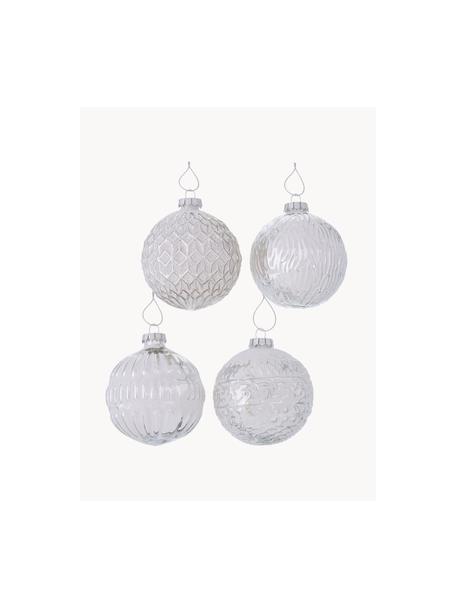 Weihnachtskugeln Biela, 12er-Set, Glas, lackiert, Transparent, Silberfarben, Ø 8 x H 8 cm