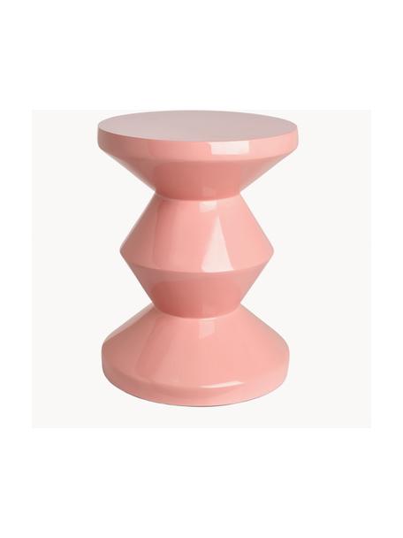 Mesa auxiliar redonda Zig Zag, Plástico pintado, Melocotón, Ø 36 x Al 46 cm
