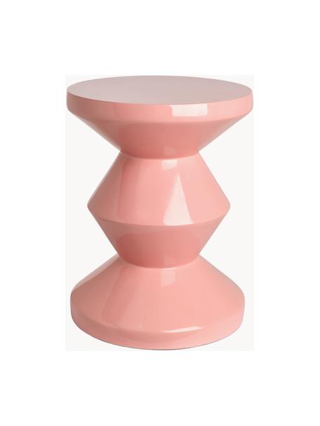 Table d'appoint ronde Zig Zag, Plastique, laqué, Pêche, Ø 36 x haut. 46 cm