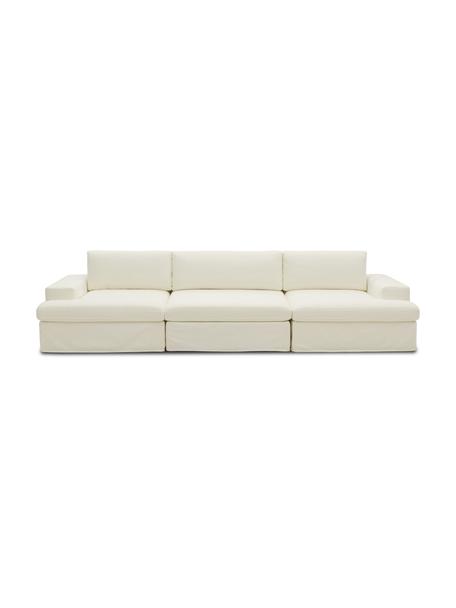 Modulares Sofa Russell (3-Sitzer) in Weiß, Bezug: 100% Baumwolle Der strapa, Gestell: Massives Kiefernholz FSC-, Füße: Kunststoff, Stoff Weiß, 309 x 77 cm