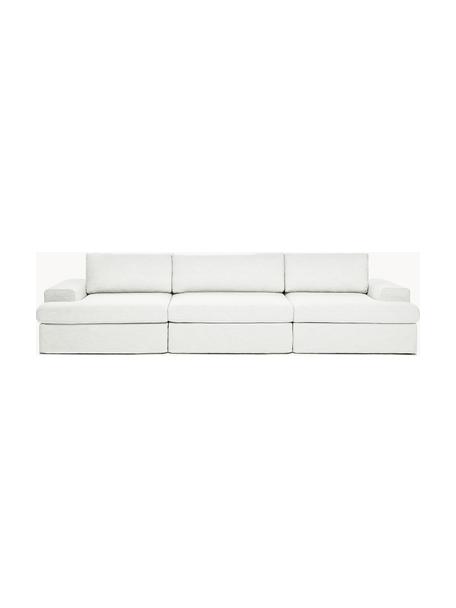 Sofá modular con tapizado desenfundable Russell (4 plazas), Tapizado: 100% algodón Alta resiste, Estructura: madera de pino maciza, co, Patas: plástico Este producto es, Tejido blanco Off White, An 309 x F 103 cm