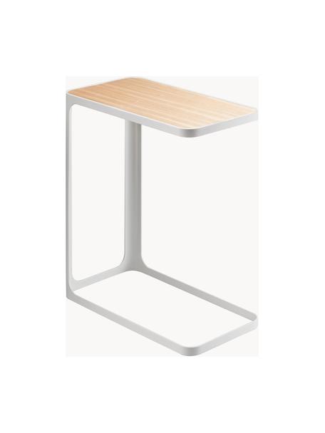 Odkládací stolek s dřevěnou deskou Frame, Bílá, světlé dřevo, Š 45 cm, V 52 cm