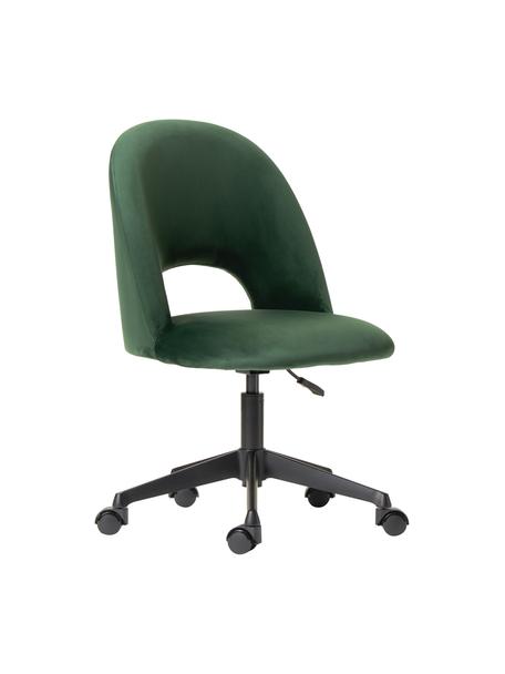 Krzesło biurowe z aksamitu Rachel, obrotowe, Tapicerka: aksamit (wysokiej jakości, Nogi: metal malowany proszkowo, Zielony aksamit, S 65 x G 66 cm