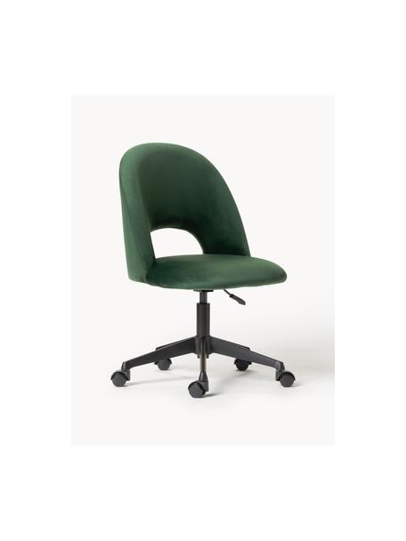 Sametová židle k psacímu stolu Rachel, výškově nastavitelná, Tmavě zelená, Š 65 cm, H 66 cm
