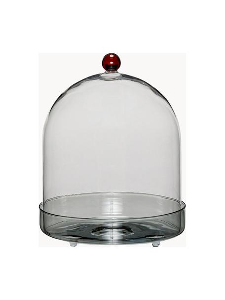 Handgefertigte Aufbewahrungsdose Flora, Glas, Grau, Rot, Ø 16 x H 22 cm