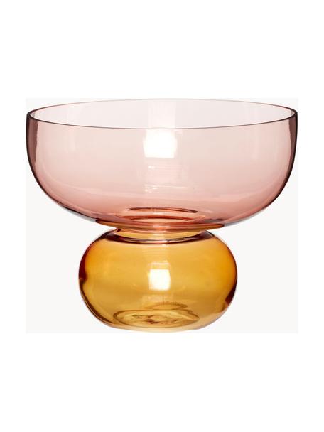 Ručně foukaná designová váza Show, V 21 cm, Sklo, Starorůžová, oranžová, transparentní, Ø 26 cm, V 21 cm