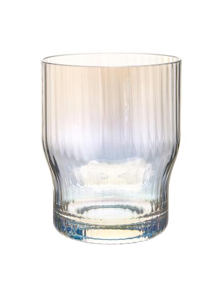 Bicchiere in vetro soffiato con rilievo scanalato e lucentezza madreperlacea Juno 4 pz, Vetro, Trasparente, Ø 9 x Alt. 11 cm