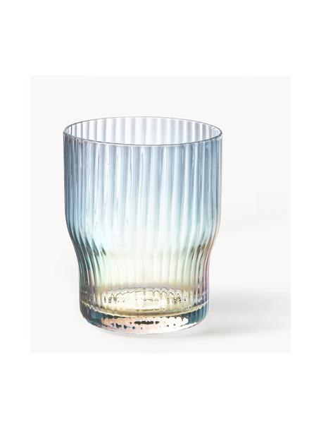 Bicchieri in vetro soffiato con rilievo rigato e lucentezza madreperlacea Juno 4 pz, Vetro sodico-calcico, Trasparente, Ø 9 x Alt. 11 cm, 400 ml