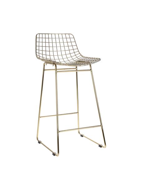 Kovová vysoká stolička Wire, 2 ks, Kov s práškovým náterom, Zlatá, Š 47 x V 89 cm