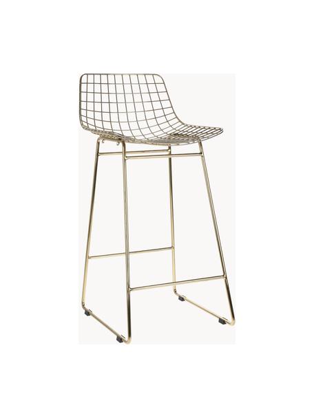 Chaise de comptoir en métal Wire, 2 pièces, Métal, revêtement par poudre, Doré, larg. 47 x haut. 89 cm