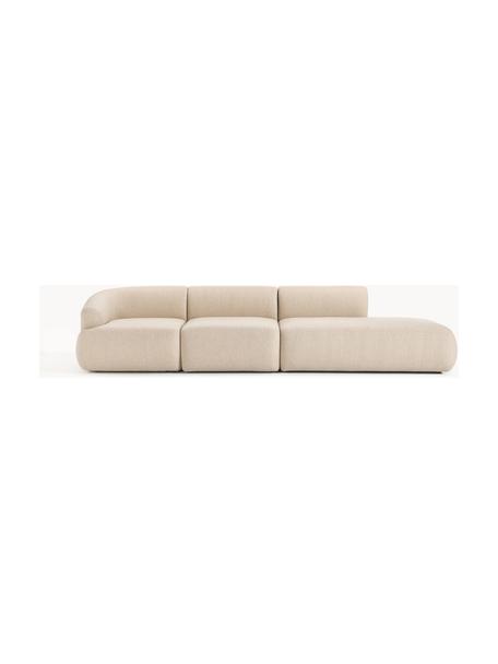 Sofá divan modular grande Sofia, Tapizado: 100% polipropileno Alta r, Estructura: madera de pino macizo, ag, Patas: plástico, Tejido beige claro, An 340 x F 103 cm, módulo esquina izquierda