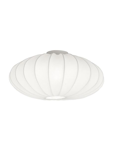 Plafondlamp Mamsell van stof, Lampenkap: 60% polyester, 40% rayon, Baldakijn: metaal, Wit, Ø 55 x H 28 cm