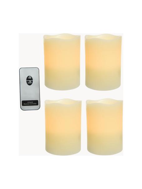 Set de velas LED Beno, 4 uds, a pilas, Cera, Blanco crema, Ø 8 x Al 10 cm
