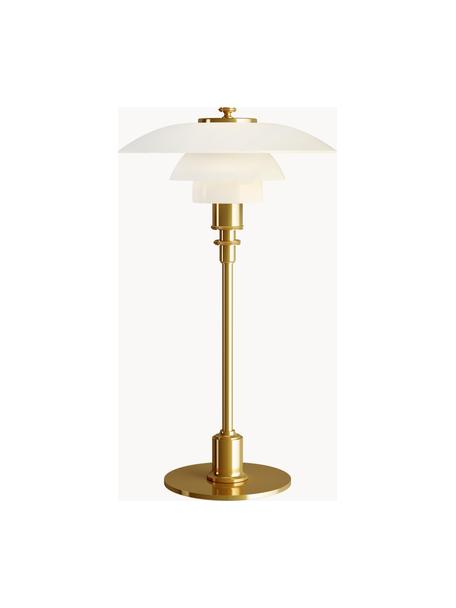 Lampada da tavolo piccola in vetro soffiato PH 2/1, Paralume: vetro opalino soffiato a , Struttura: ottone metallizzato, Dorato, bianco, Ø 20 x Alt. 36 cm