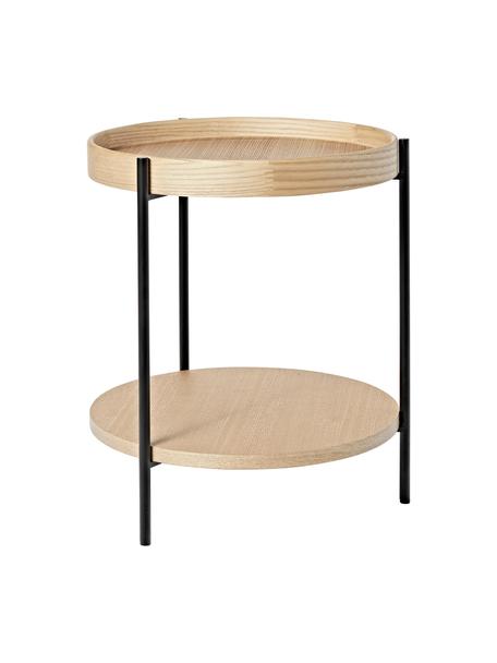 Tavolino in legno Renee, Ripiani: pannello di fibra a media, Struttura: metallo verniciato a polv, Legno di frassino, Ø 44 x Alt. 49 cm