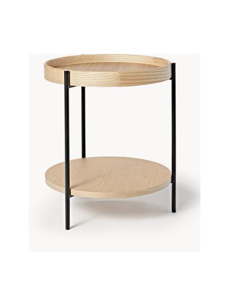 Stolik pomocniczy z drewna naturalnego Renee, Blat: płyta pilśniowa średniej , Stelaż: metal malowany proszkowo, Drewno jesionowe, Ø 44 x W 49 cm
