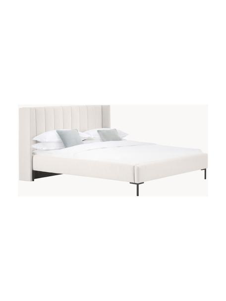 Cama tapizada Dusk, Tapizado: tejido finamente texturiz, Estructura: madera de pino maciza con, Patas: metal con pintura en polv, Tejido greige, An 160 x L 200 cm