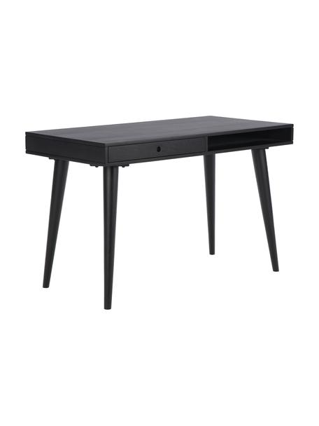 Escritorio de madera maciza Tova, Madera de mango maciza pintada, Madera de mango, negro pintado, An 117 x F 60 cm