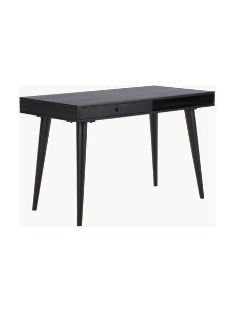 Bureau Tova van massief hout met lades, Massief gelakt mangohout, Mangohout, zwart gelakt, B 117 x D 60 cm
