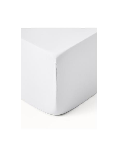 Lenzuolo con angoli boxspring in raso di cotone Comfort, Bianco, Larg. 90 x Lung. 200 cm, Alt. 35 cm