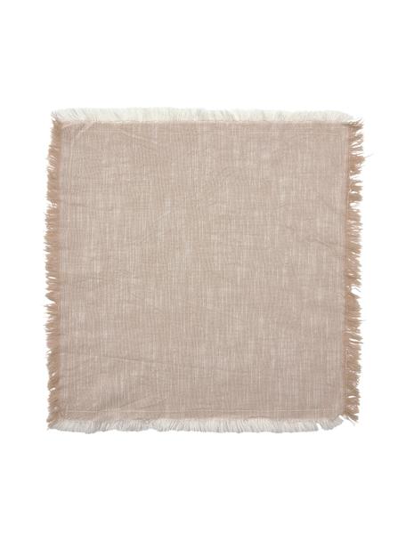 Stoffen servetten Ivory met franjes, 4 stuks, 100% katoen, Beige, B 40 x L 40 cm