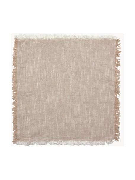 Stoffen servetten Ivory met franjes, 4 stuks, 100% katoen, Beige, B 40 x L 40 cm