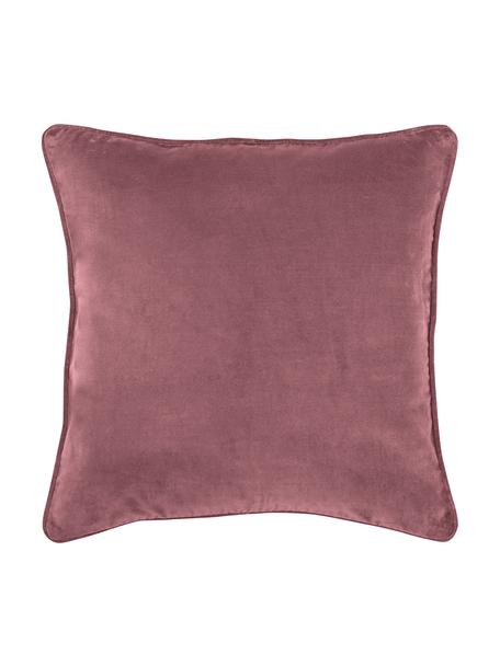 Federa cuscino divano in velluto rosa cipria Dana, 100% velluto di cotone, Rosa cipria, Larg. 40 x Lung. 40 cm