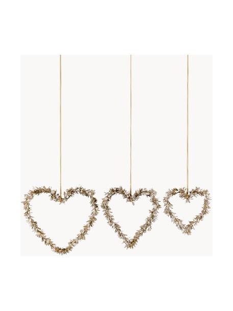 Set 3 ciondoli decorativi Lovely, Polistirolo, plastica, metallo, legno, Dorato, Set in varie misure