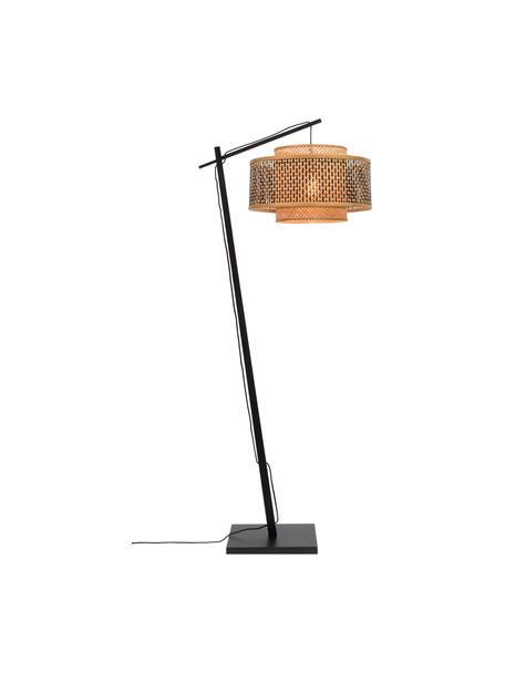 Lampa podłogowa łukowa z drewna bambusowego Bhutan, Jasny brązowy, czarny, Ø 50 x W 176 cm