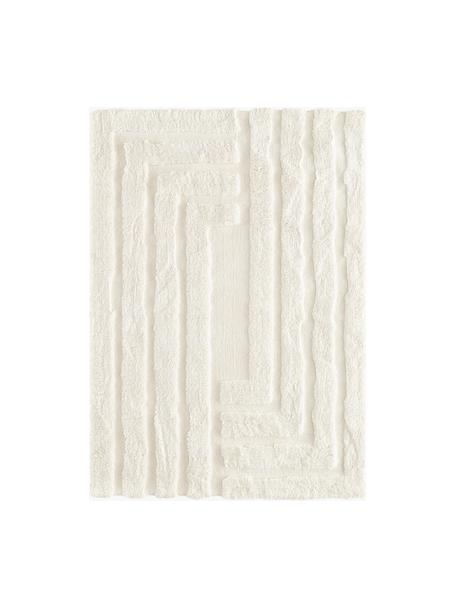 Tapis moelleux à poils longs texturé Genève, Blanc crème, larg. 80 x long. 150 cm (taille XS)